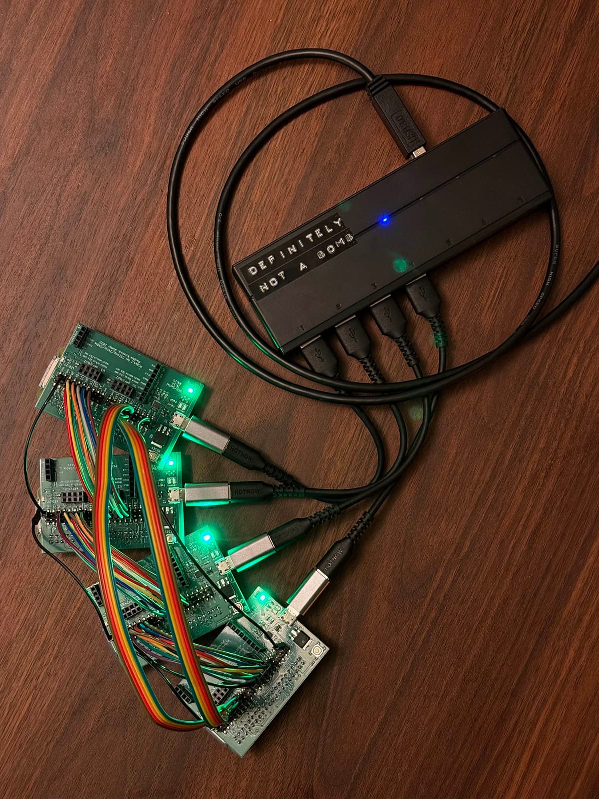4 Raspberry Pi Zeros wired together